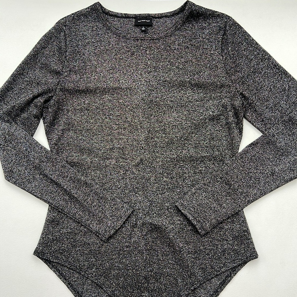 Who What Wear shimmer metallic/silver body suit Large